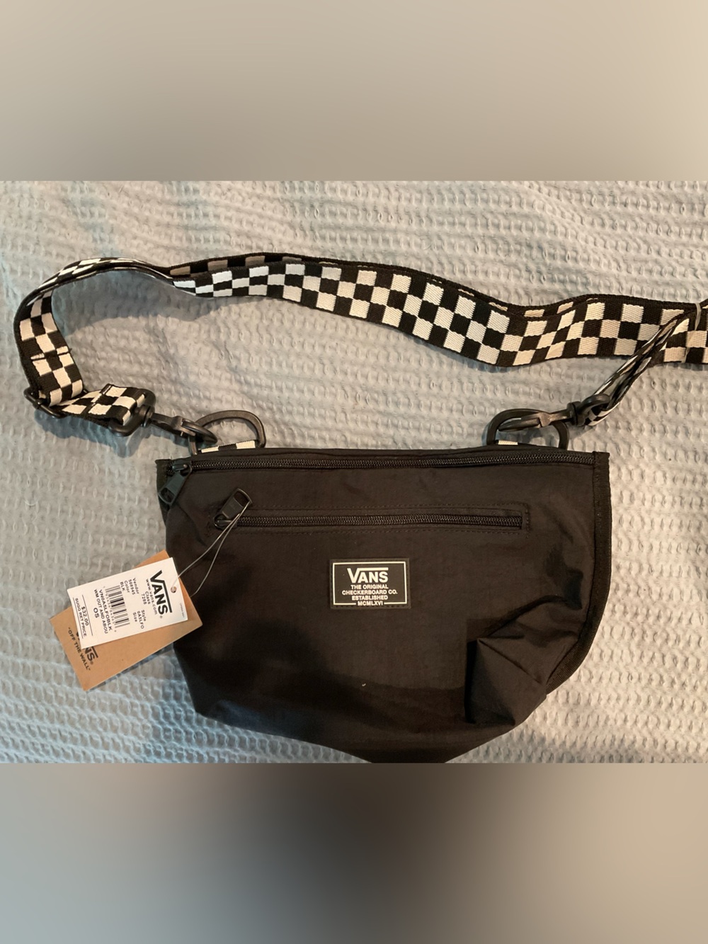 NWT Vans Out And About Black Checkerboard Crossbody Bag